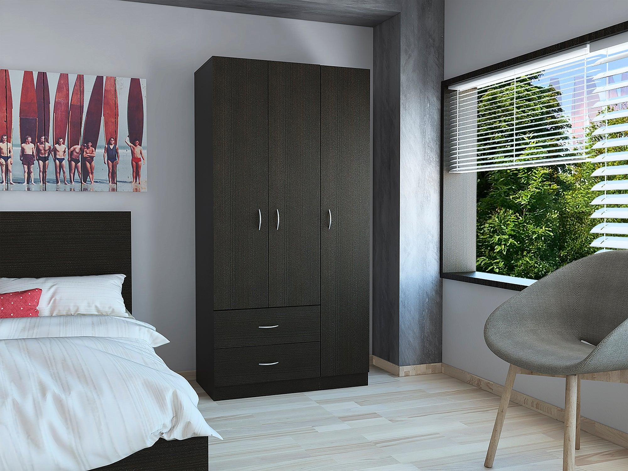 CLOSET AMÉRICA, WENGUE, CON DOS CAJONES Y VARIEDAD DE ENTREPAÑOS - Image 3