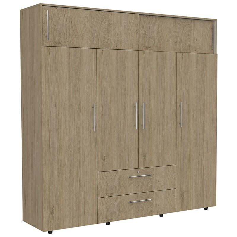 CLOSET BABEL, BEIGE Y BLANCO, CON CUATRO PUERTAS ABATIBLES Y CUATRO CAJONES MULTIUSOS - Image 2