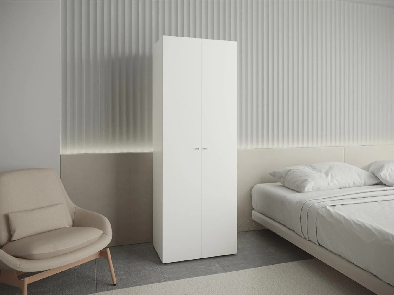 CLOSET BEICO, BLANCO DUQUEZA, CON DOS PUERTAS ABATIBLES Y UN TUBO CROMADO ZF - Image 3