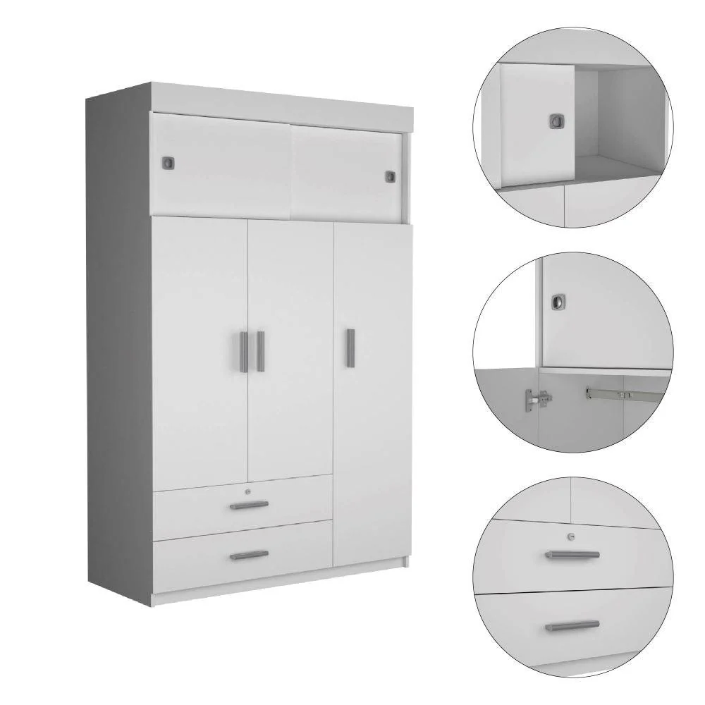 CLOSET BESK, BLANCO, CON UN TUBO CROMADO PARA COLGAR ROPA ZF - Image 6