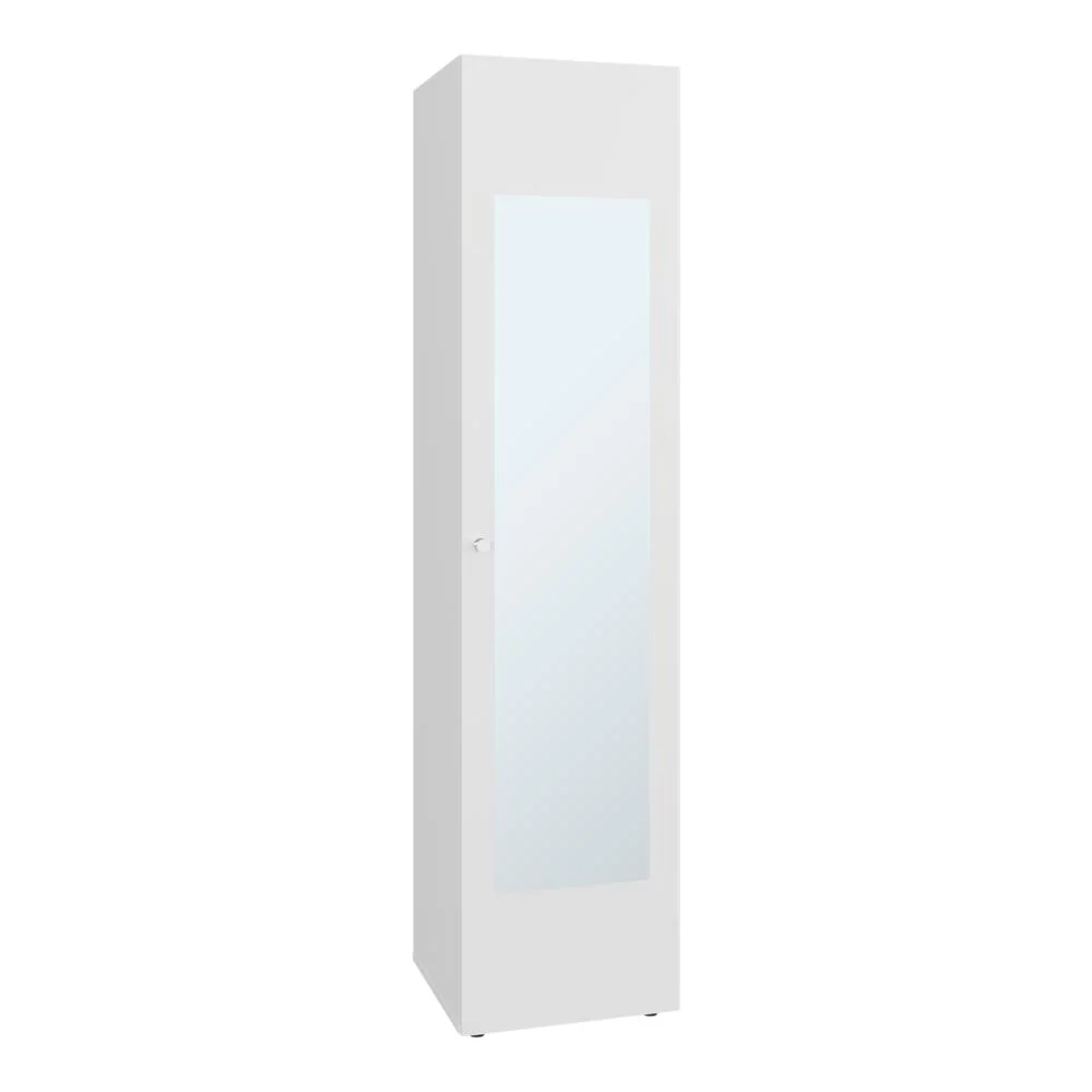 Closet Con Espejo Alma, Blanco Duqueza, Una puerta abatible y entrepaños para guardar ropa ZF