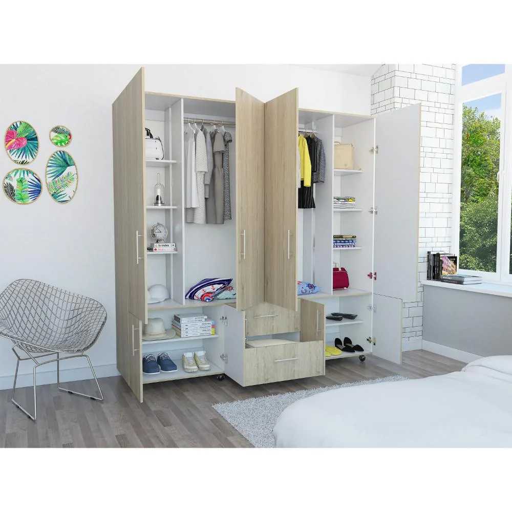 CLOSET DALLAS, BEIGE Y BLANCO, CON OCHO PUERTAS ABATIBLES Y DOS CAJONES ORGANIZADORES - Image 2