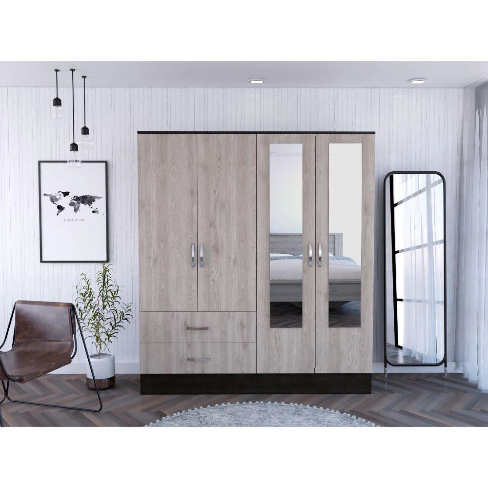 CLOSET QUILES, HUMO Y WENGUE, CON DOS ESPEJOS Y CUATRO PUERTAS ABATIBLES ZF