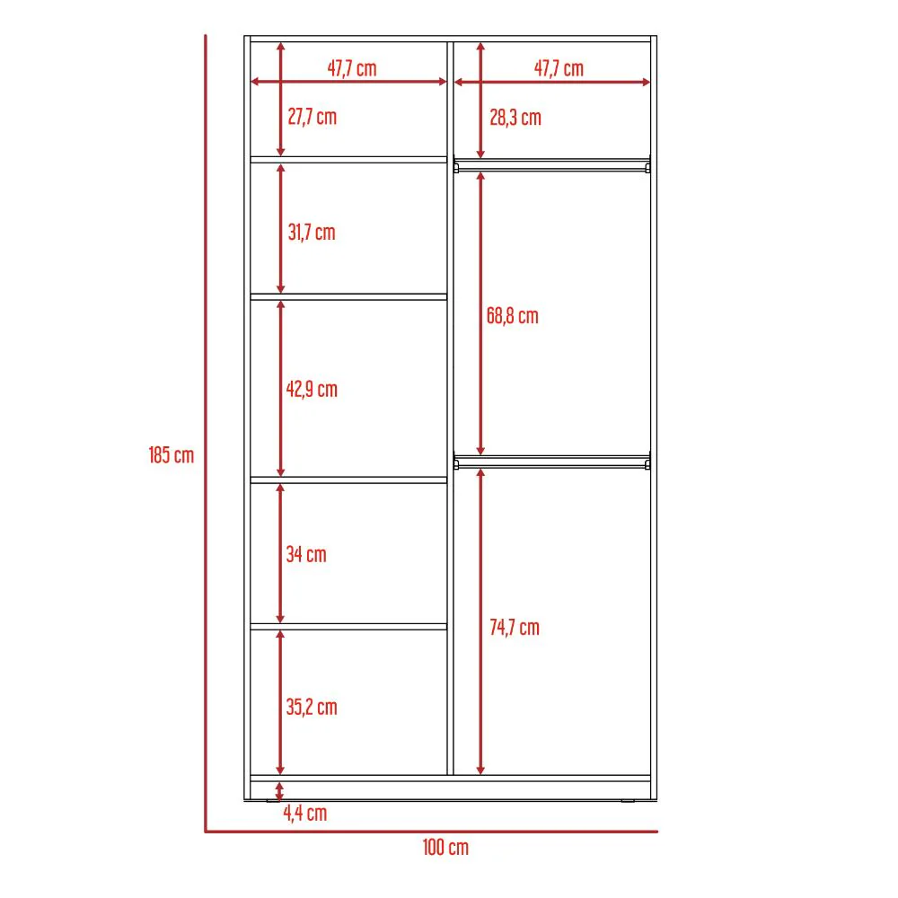 CLOSET TRADE, BEIGE Y BLANCO CON AMPLIO ESPACIO PARA ALMACENAMIENTO Y DOS TUBOS PARA COLGAR ROPA - Image 7