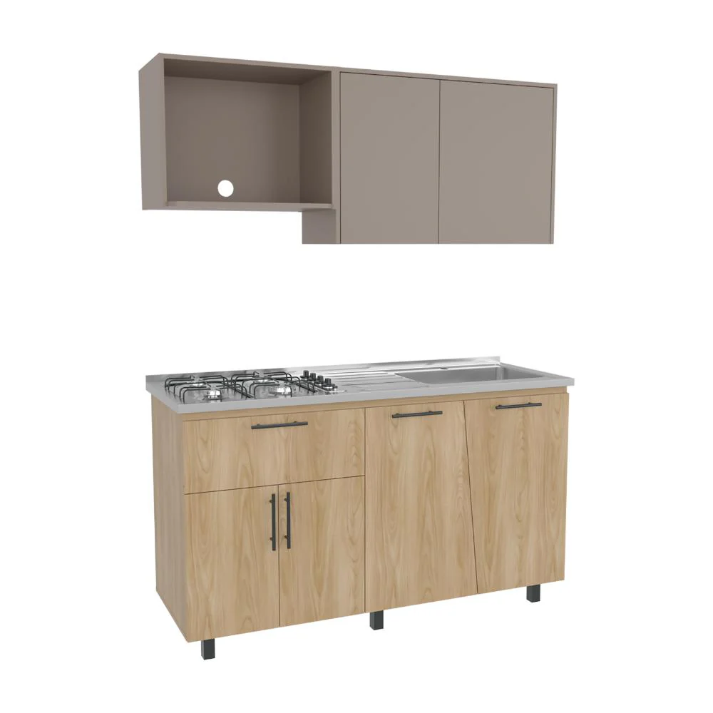 COCINA INTEGRAL EMILIA, FRESNO EUROPEO Y TAUPE, SIRVE PARA MESON DERECHO O IZQUIERDO - Image 5