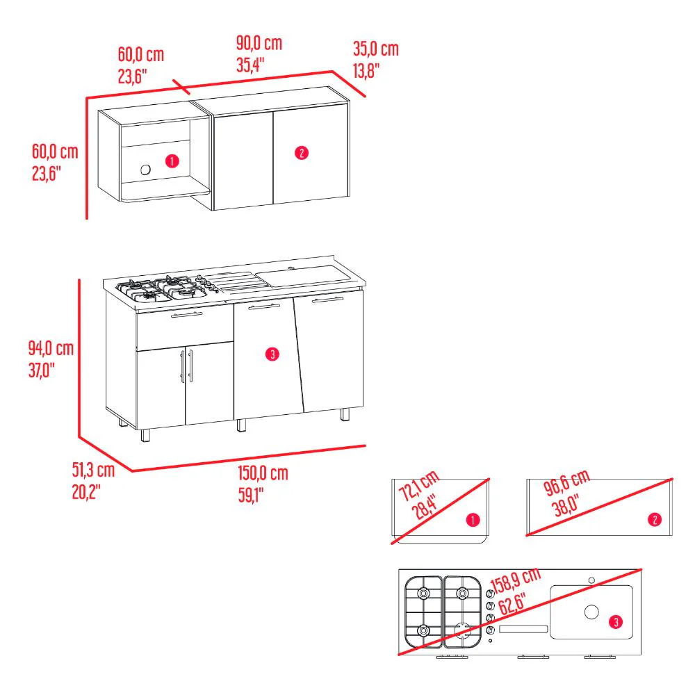 COCINA INTEGRAL EMILIA, FRESNO EUROPEO Y TAUPE, SIRVE PARA MESON DERECHO O IZQUIERDO - Image 7