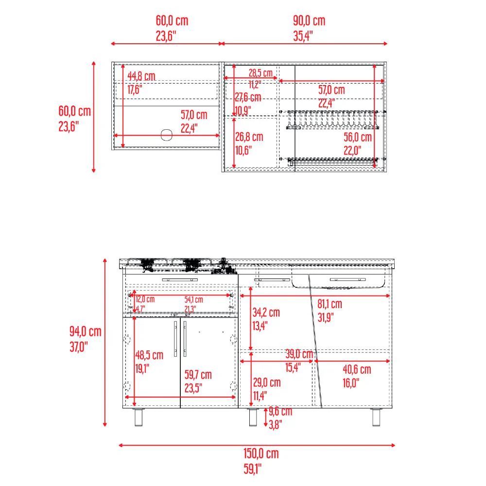 COCINA INTEGRAL EMILIA, FRESNO EUROPEO Y TAUPE, SIRVE PARA MESON DERECHO O IZQUIERDO - Image 8
