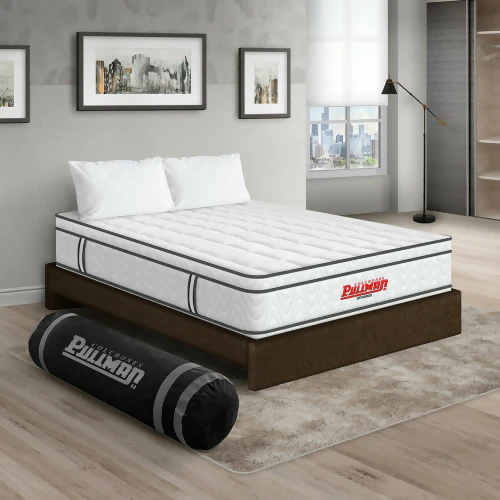 COLCHÓN ORTHOPACK EURO + BASE CAMA + ALMOHADA COLOR CLASICO TELA COLOR CAFE 100X190 SENCILLO