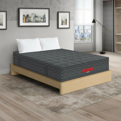 COLCHÓN ORTHOPACK EURO + BASE CAMA + ALMOHADA COLOR GRIS TELA COLOR BEIGE 120X190 SEMIDOBLE - Image 2
