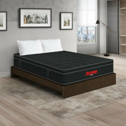 COLCHÓN ORTHOPACK EURO + BASE CAMA + ALMOHADA COLOR NEGRO TELA COLOR CAFE 160X190 QUEEN - Image 2