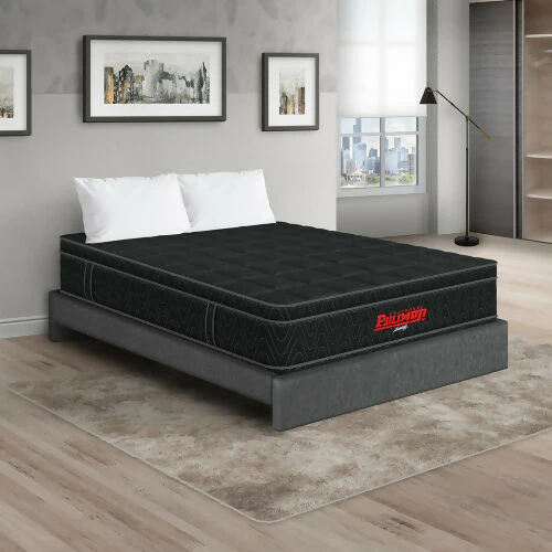 COLCHÓN ORTHOPACK EURO + BASE CAMA + ALMOHADA COLOR NEGRO TELA COLOR GRIS 200X200 KING - Image 2