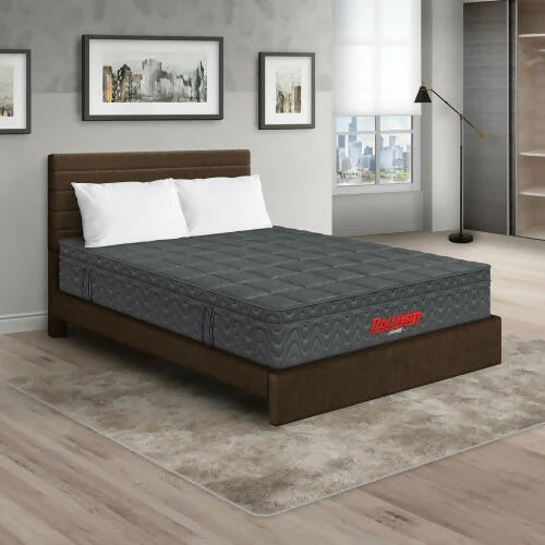 COLCHÓN ORTHOPACK EURO U + CAMA LEO + ALMOHADA COLOR GRIS TELA COLOR CAFE 200X200 KING - Image 2