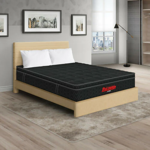 COLCHÓN ORTHOPACK EURO U + CAMA LEO + ALMOHADA COLOR NEGRO TELA COLOR BEIGE 100X190 SENCILLO - Image 2