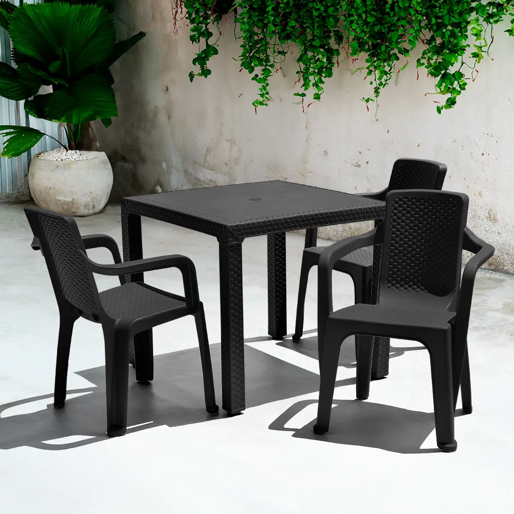 Combo Comedor Eterna (1 Mesa + 4 Sillas Con Brazos) Negro - Image 2