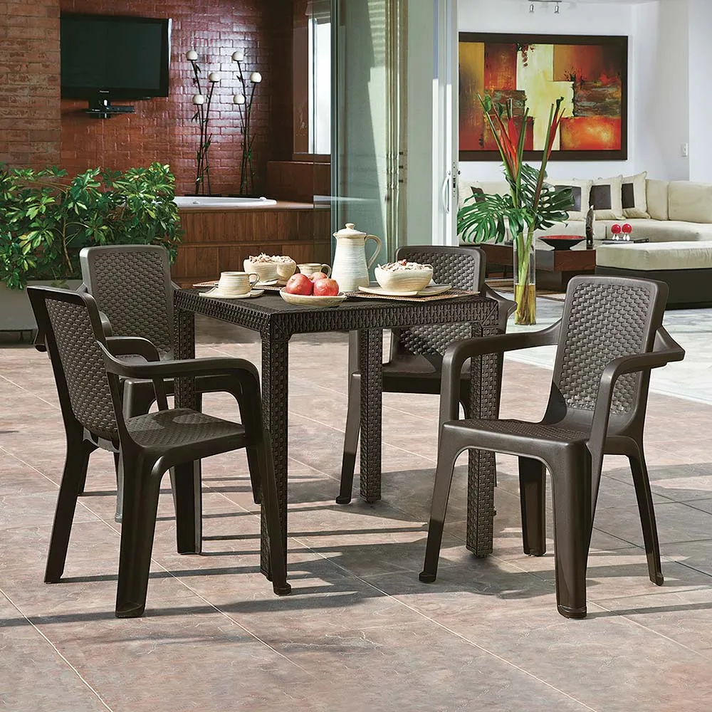 Combo Comedor Eterna (1 Mesa + 4 Sillas Con Brazos) Wengue
