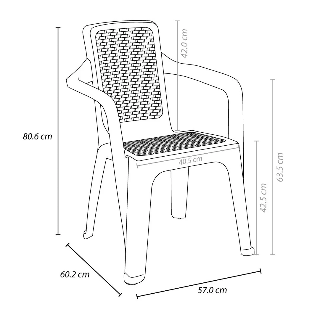 Combo Comedor Eterna (1 Mesa + 4 Sillas Con Brazos) Wengue - Image 8