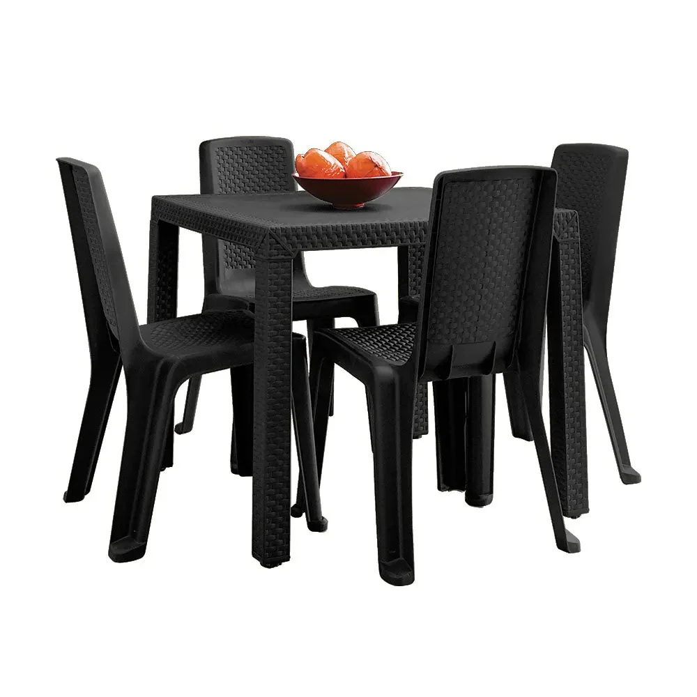 Combo Comedor Eterna (1 Mesa + 4 Sillas Sin Brazos) Negro