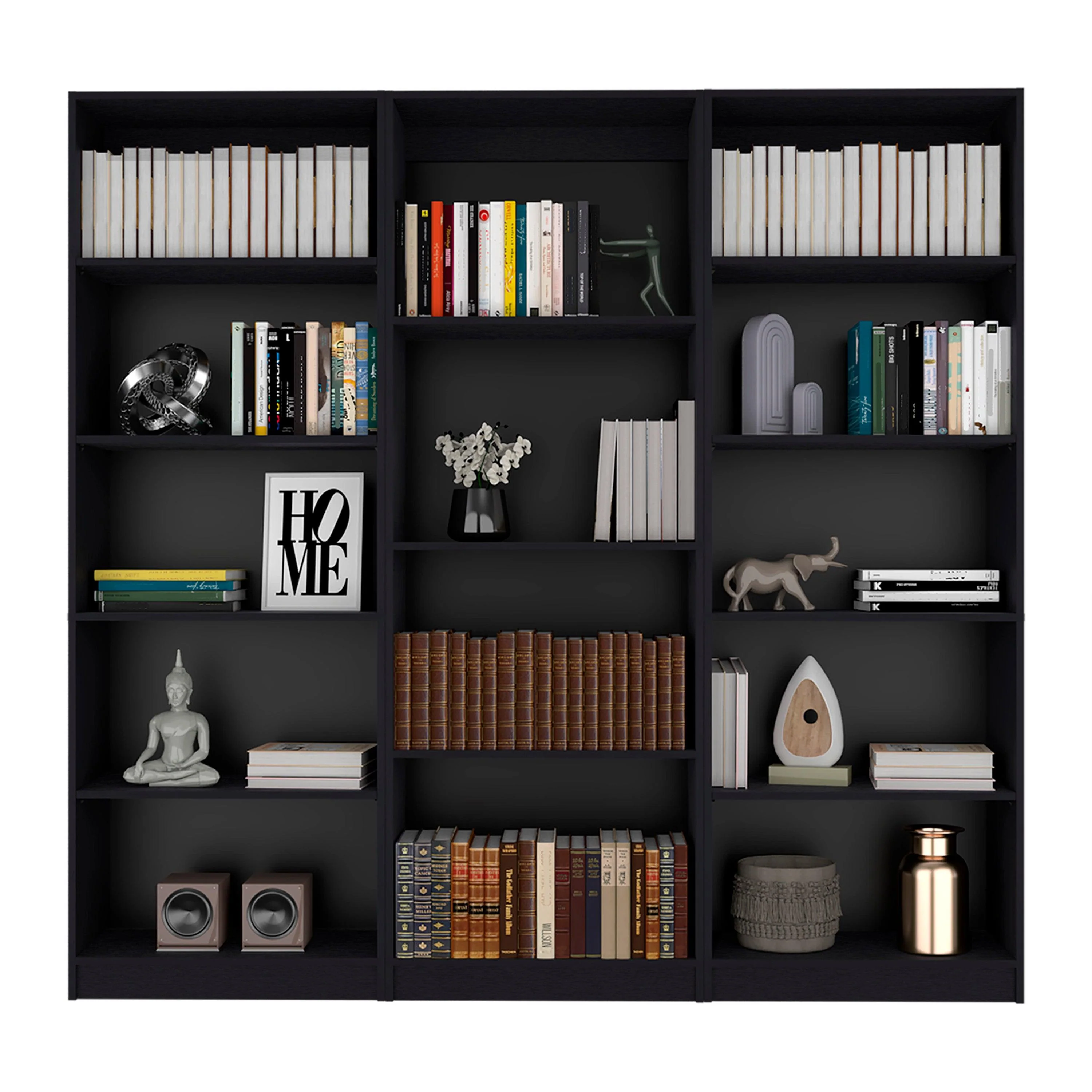 COMBO DE BIBLIOTECAS HOME, WENGUE INCLUYE TRES BIBLIOTECAS