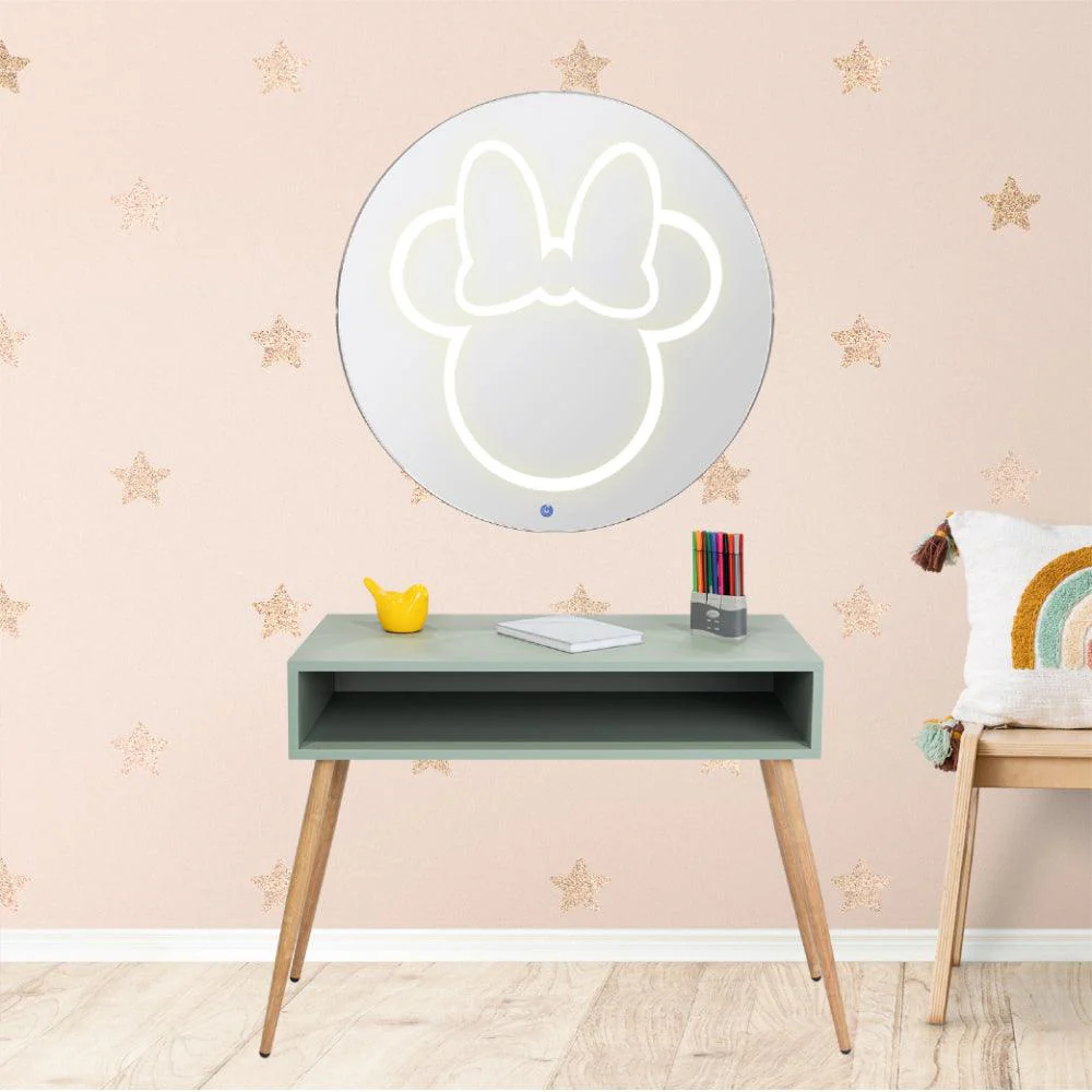 COMBO INFANTIL ELINA, AGAVE Y CAFÉ CLARO, INCLUYE ESCRITORIO Y ESPEJO LED