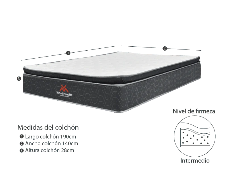COMBO PARA HABITACIÓN FENIX, INCLUYE CAMA DOBLE Y COLCHÓN - Image 6
