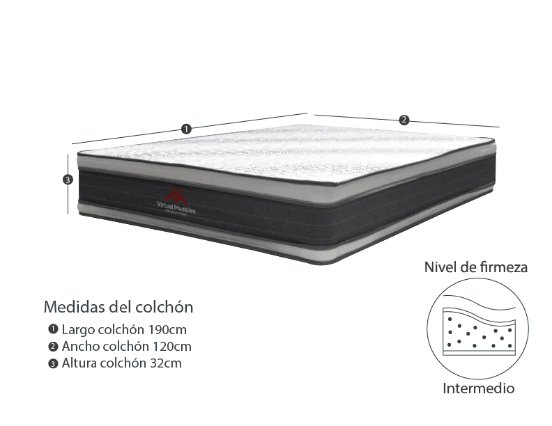 COMBO PARA HABITACIÓN MARDUK, INCLUYE BASE CAMA SEMIDOBLE, COLCHÓN Y PROTECTOR - Image 6