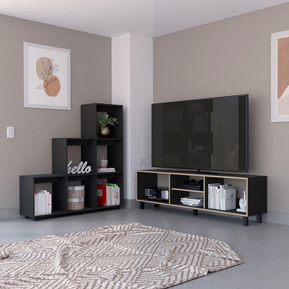 COMBO PARA SALA MONTECARLO, INCLUYE MESA PARA TV Y BIBLIOTECA ESCALERA - Image 2