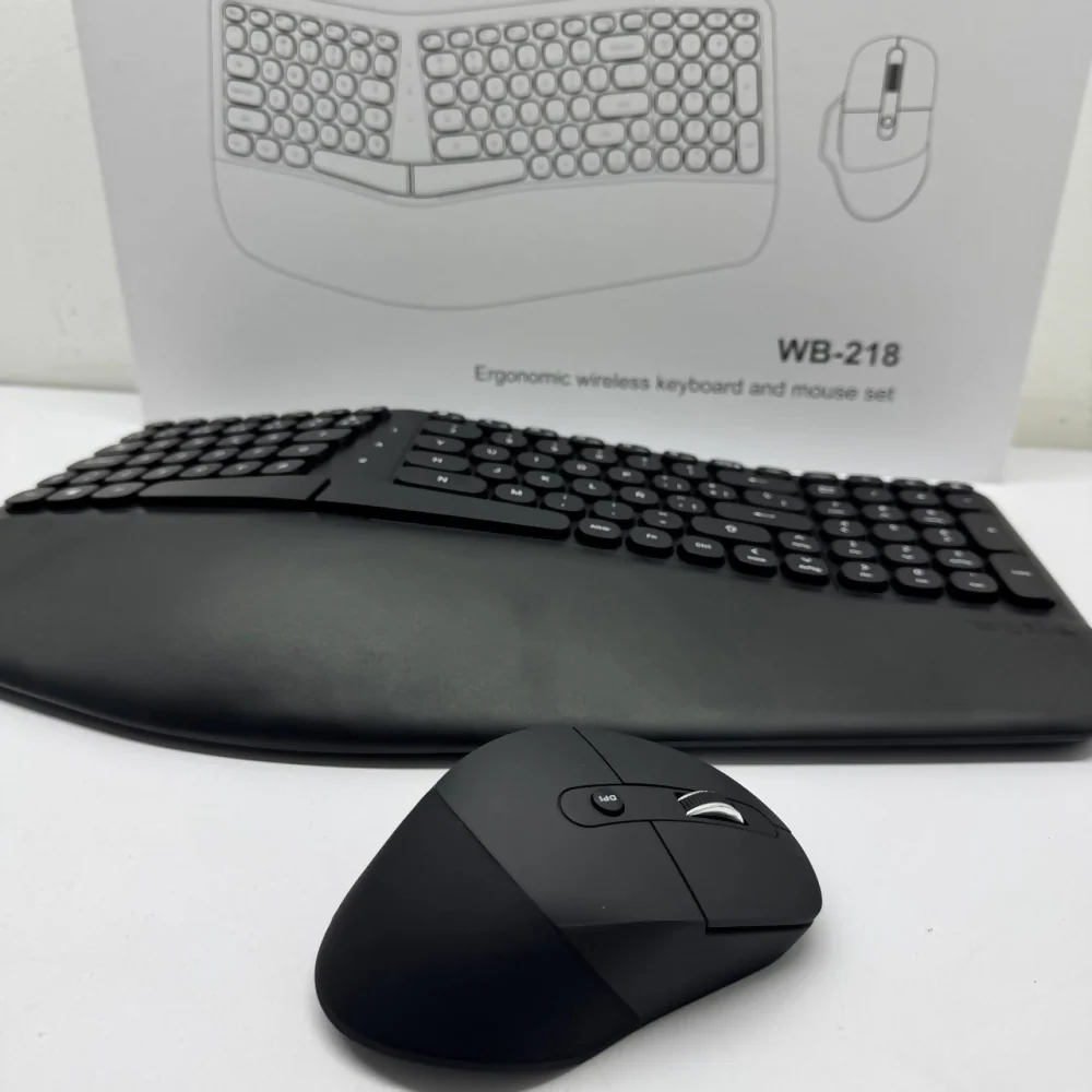 COMBO TECLADO MOUSE INALÁMBRICO ERGONÓMICO RECEPTOR USB WEIB - Image 2