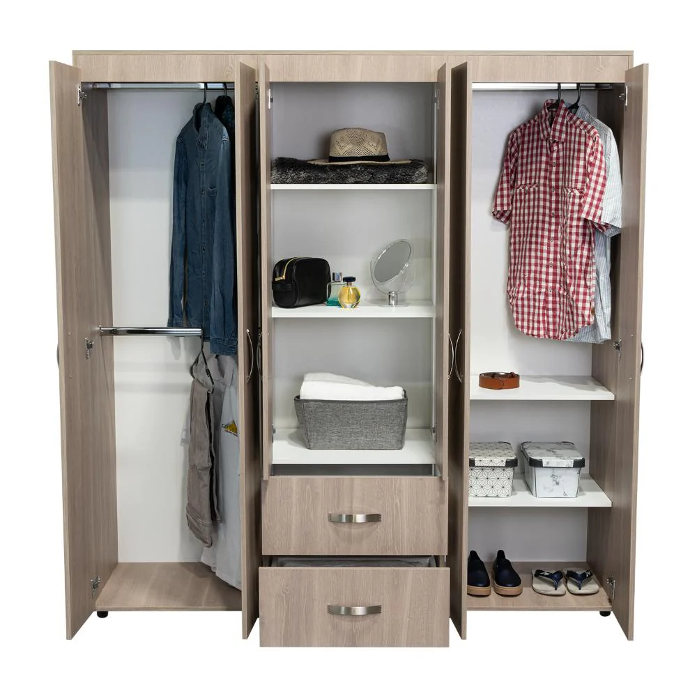 CLOSET BARILOCHE BOMBAY, BARDOLINO Y BLANCO VAINILLA, VARIEDAD DE ENTREPAÑOS Y SEIS PUERTAS ABATIBLES - Image 3