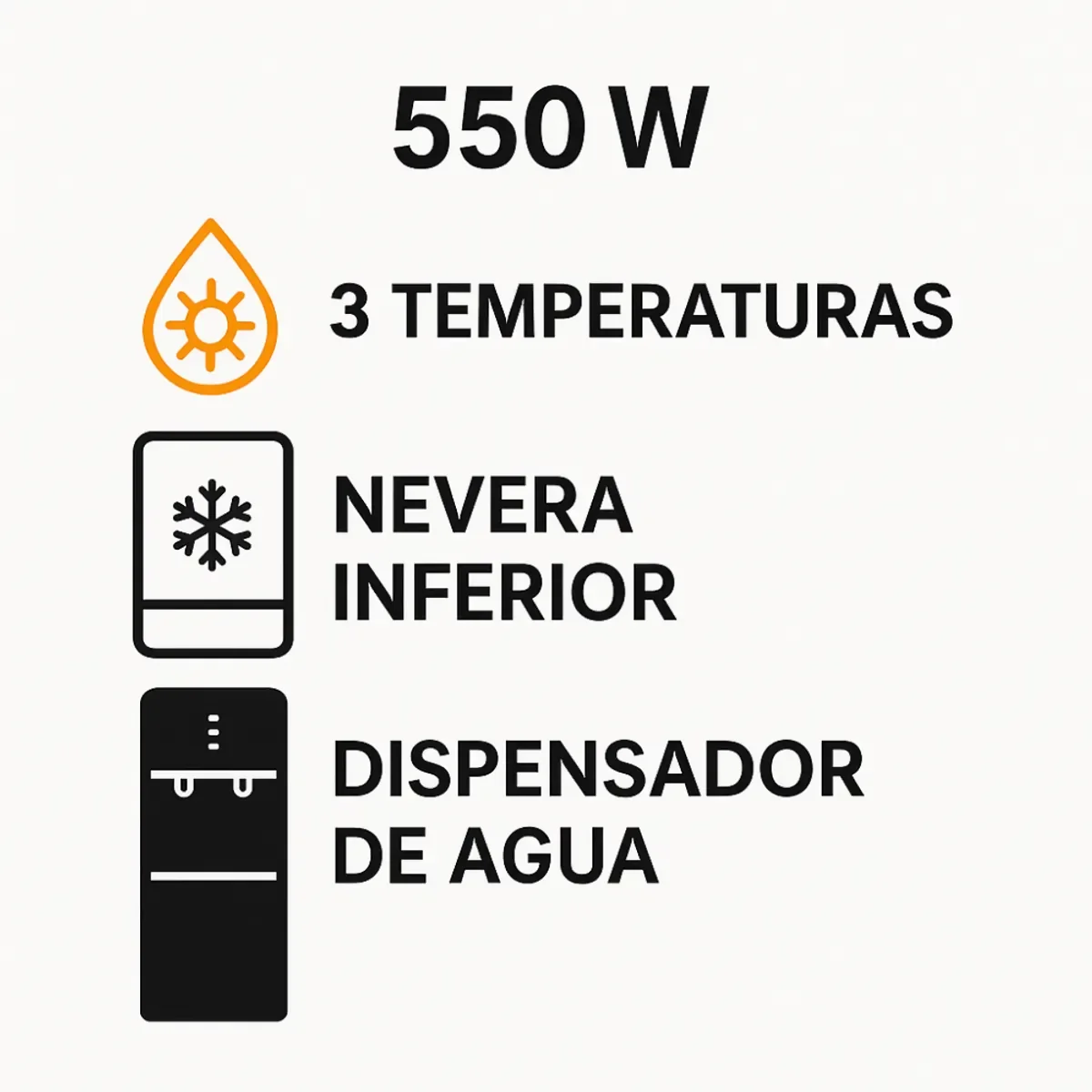 DISPENSADOR DE AGUA SOKANY CON NEVERA Y 3 TEMPERATURAS 550W - Image 2