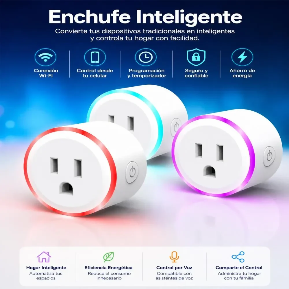 ENCHUFE INTELIGENTE RGB TOMA WIFI SMART ECHO ALEXA GOOGLE Y SIRI - Image 3