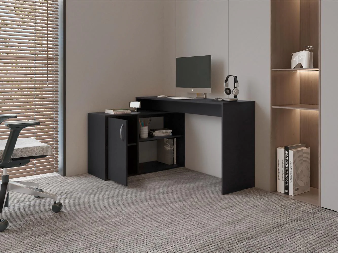 ESCRITORIO EN L AXIS ECO, WENGUE, CON AMPLIO ESPACIO DE TRABAJO - Image 3