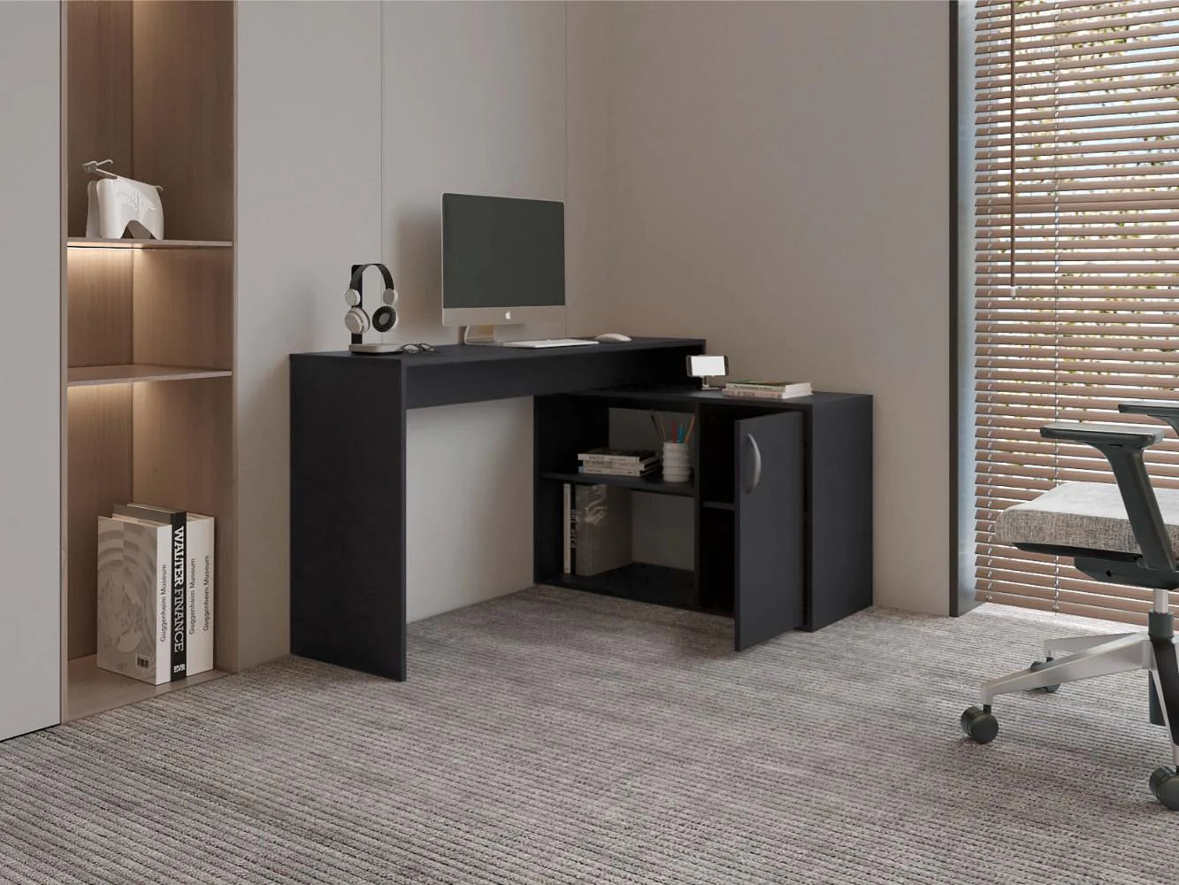 ESCRITORIO EN L AXIS ECO, WENGUE, CON AMPLIO ESPACIO DE TRABAJO - Image 4