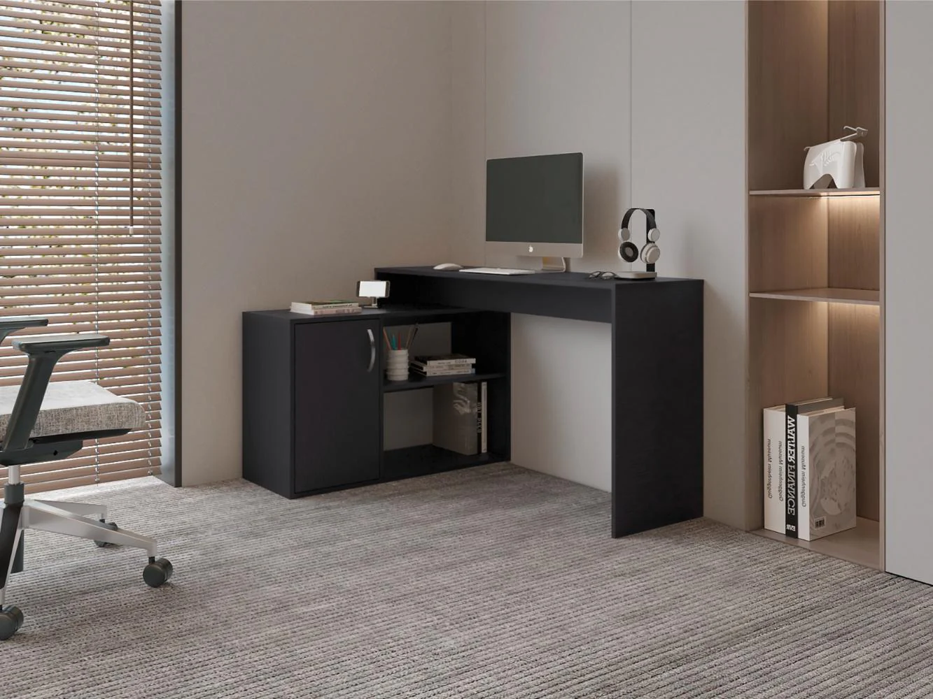 ESCRITORIO EN L AXIS ECO, WENGUE, CON AMPLIO ESPACIO DE TRABAJO - Image 5