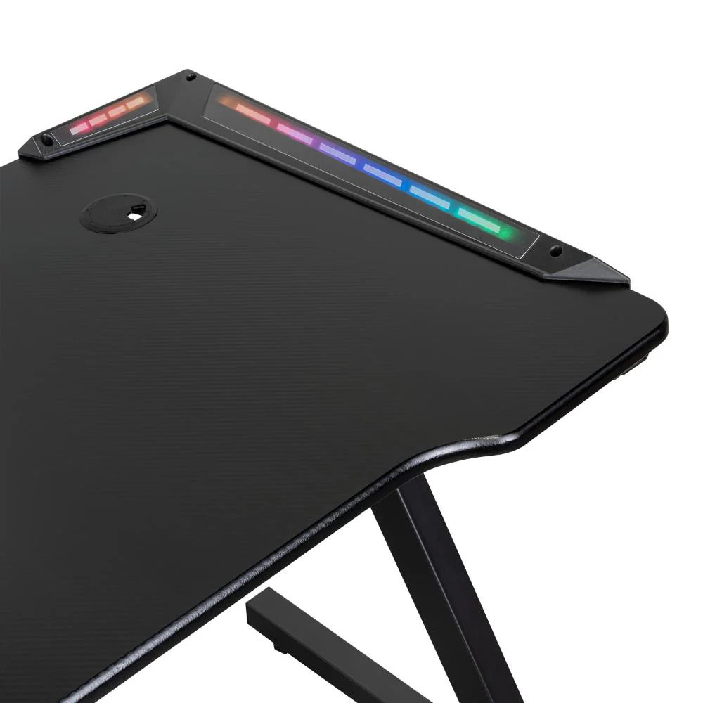 ESCRITORIO GAMER SILVER, NEGRO, ESTRUCTURA METALICA Y LUZ LED - Image 11
