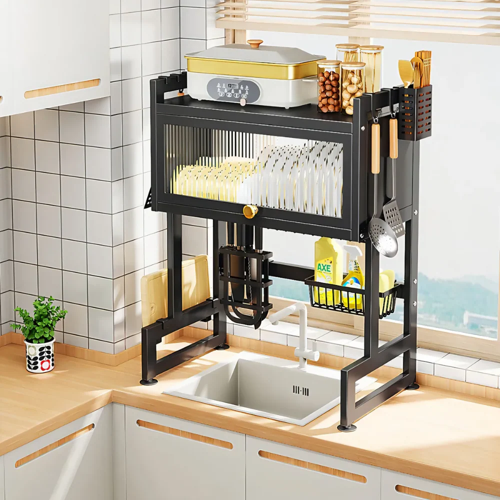 ESCURRIDOR PLATOS COCINA CON GABINETE COLOR NEGRO - Image 2