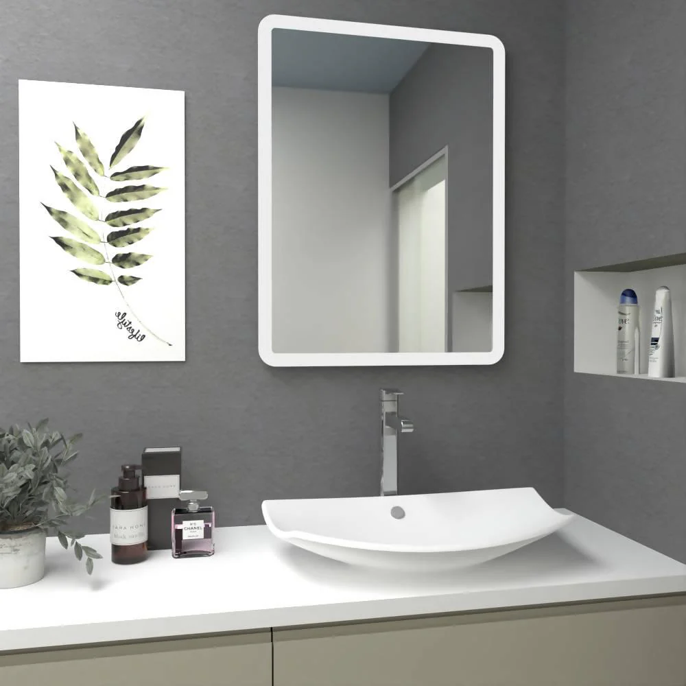ESPEJO RECTANGULAR AREZZO, GRIS, CON DISEÑO EN SANDBLASTING