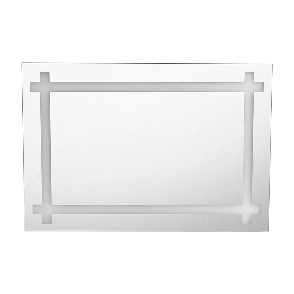 ESPEJO RECTANGULAR BRONI, GRIS, CON DISEÑO EN SANDBLASTING