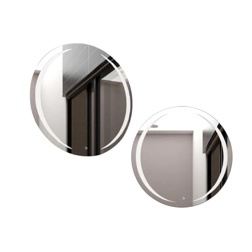 ESPEJO CIRCULAR OLIVER, GRIS, CON LUZ LED Y TOUCH X2 UNIDADES