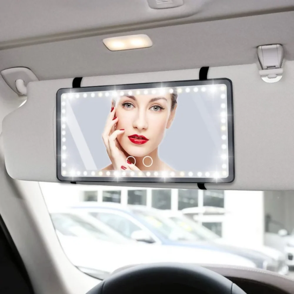 ESPEJO DE MAQUILLAJE RECARGABLE LUZ LED 3 TONOS PARA CARRO - Image 8