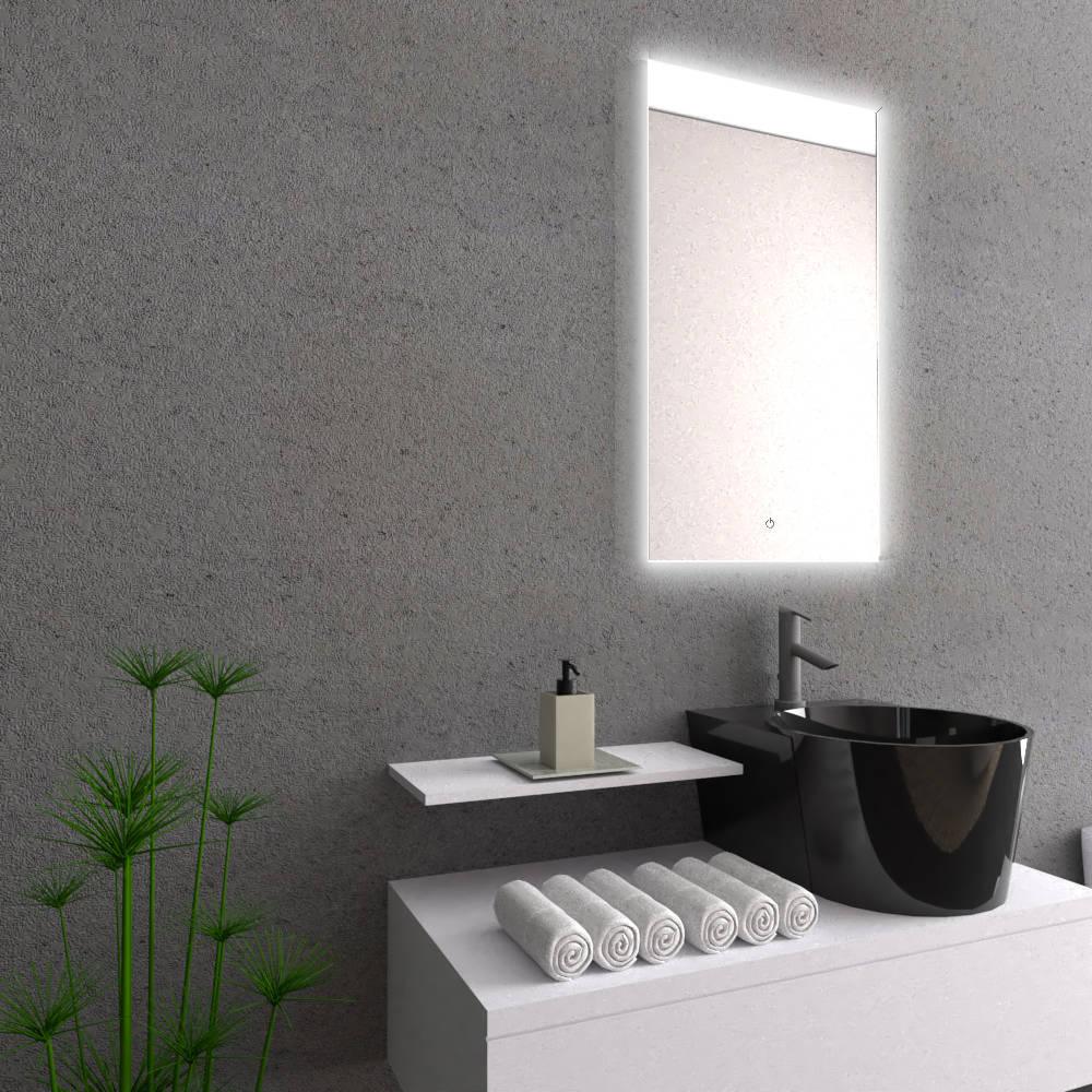 ESPEJO RECTANGULAR GARDA, GRIS, CON LUZ LED Y  BOTÓN TOUCH - Image 2