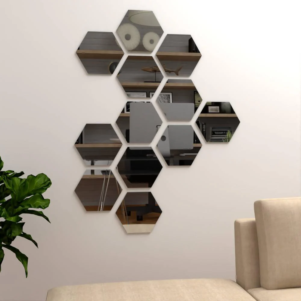 ESPEJO HEXAGONAL LIRIO, GRIS, DISEÑO MODERNO - Image 2