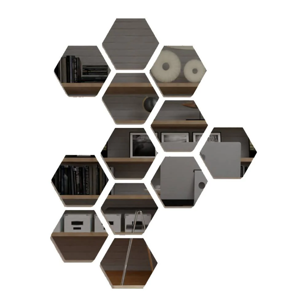 ESPEJO HEXAGONAL LIRIO, GRIS, DISEÑO MODERNO - Image 3