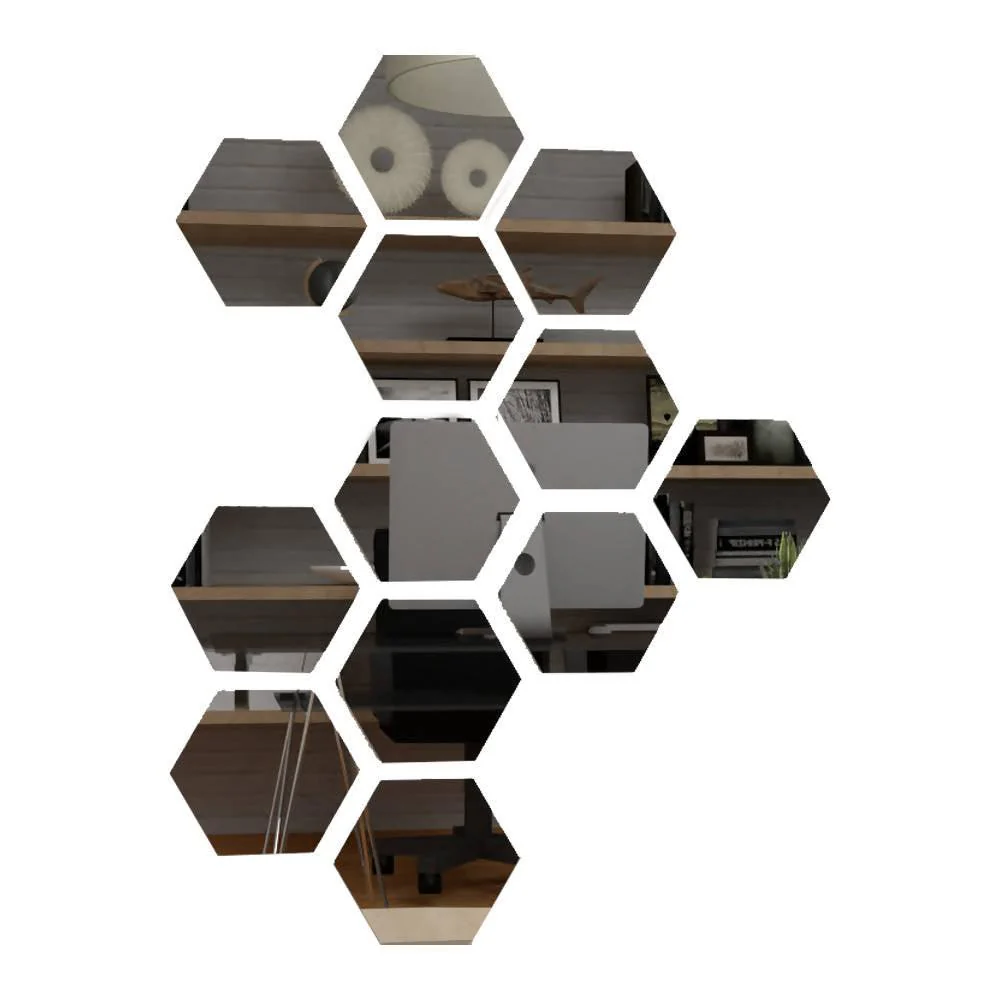 ESPEJO HEXAGONAL LIRIO, GRIS, DISEÑO MODERNO - Image 4