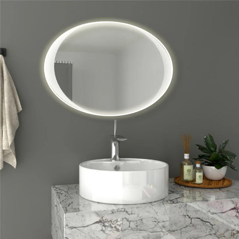 ESPEJO OVALADO VARESE, GRIS, CON LUZ LED