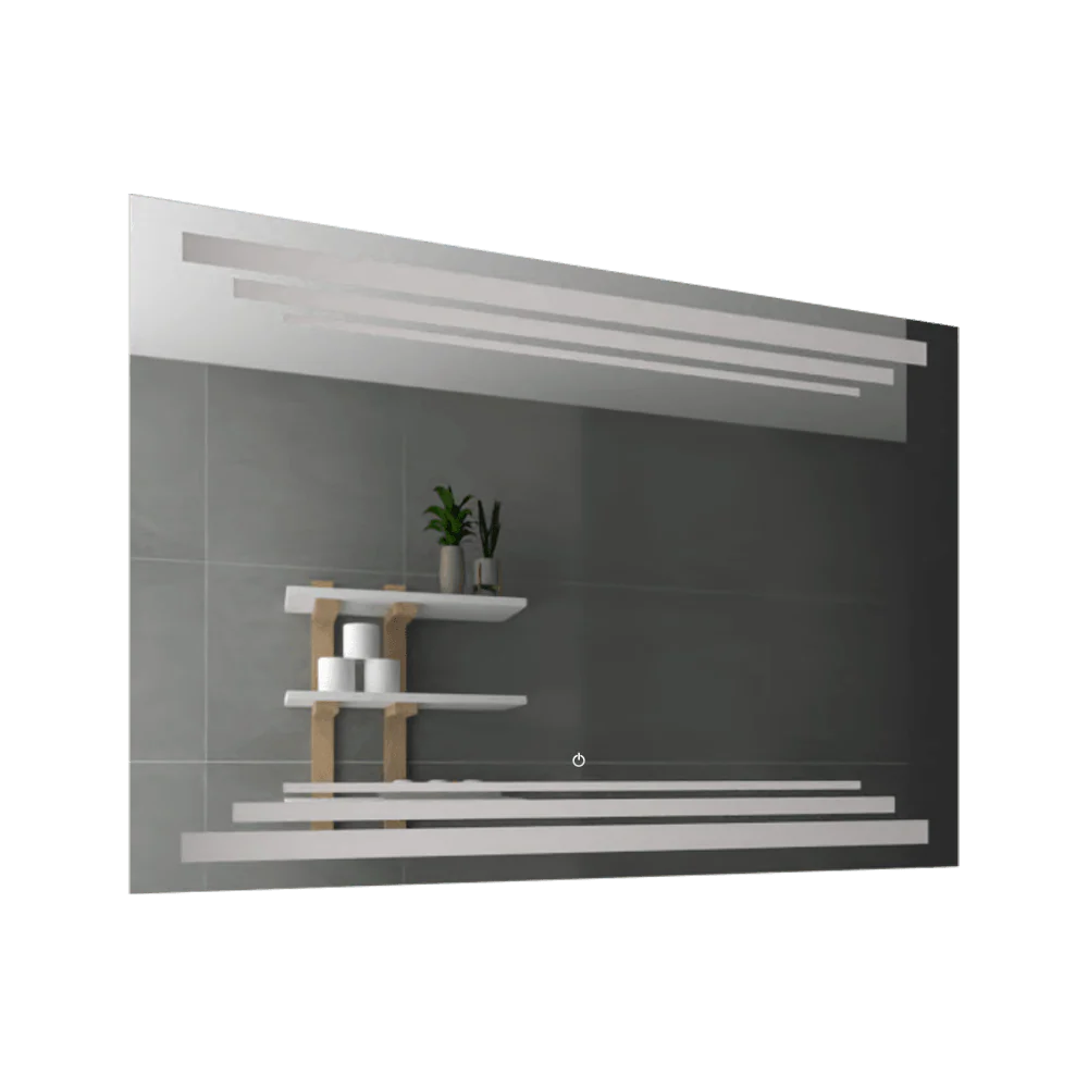 ESPEJO RECTANGULAR BARÚ, GRIS, CON LUZ LED Y BOTÓN TOUCH - Image 2