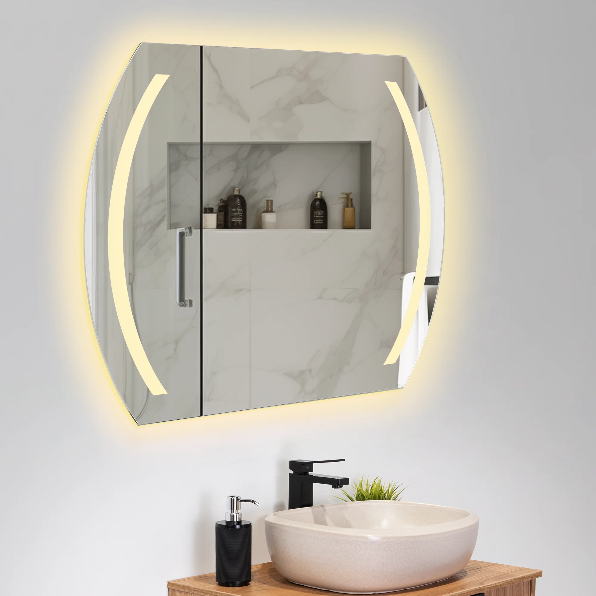 ESPEJO RECTANGULAR MANSON, GRIS, CON LUZ LED - Image 2