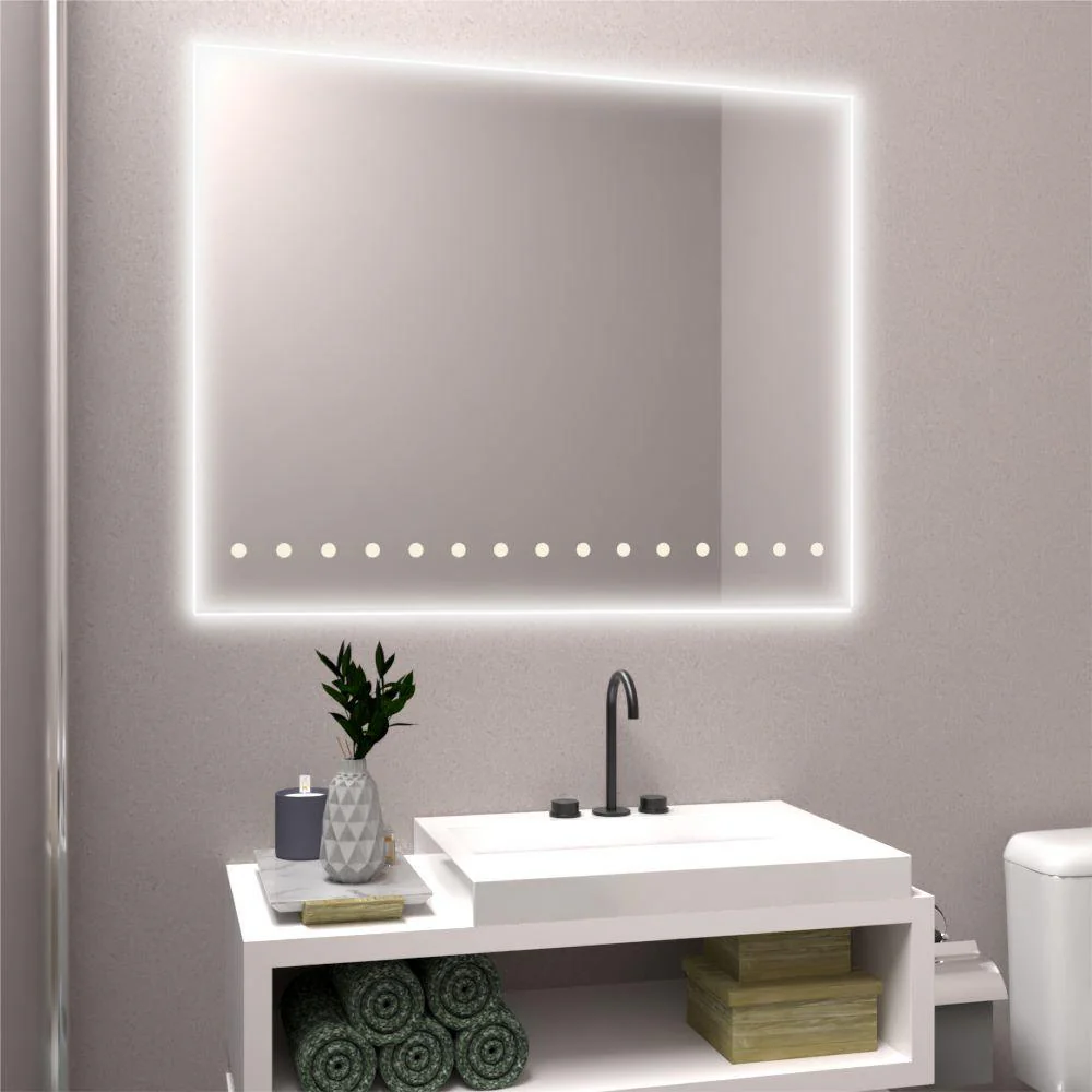 ESPEJO RECTANGULAR OSIRIS, GRIS, CON LUZ LED