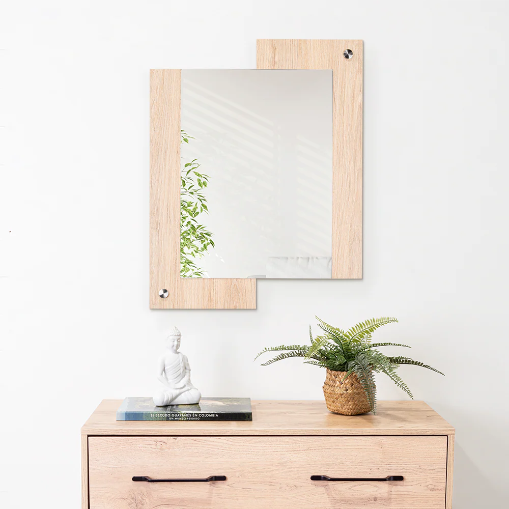 ESPEJO RECTANGULAR PADUK, COLOR MADERA CLARA