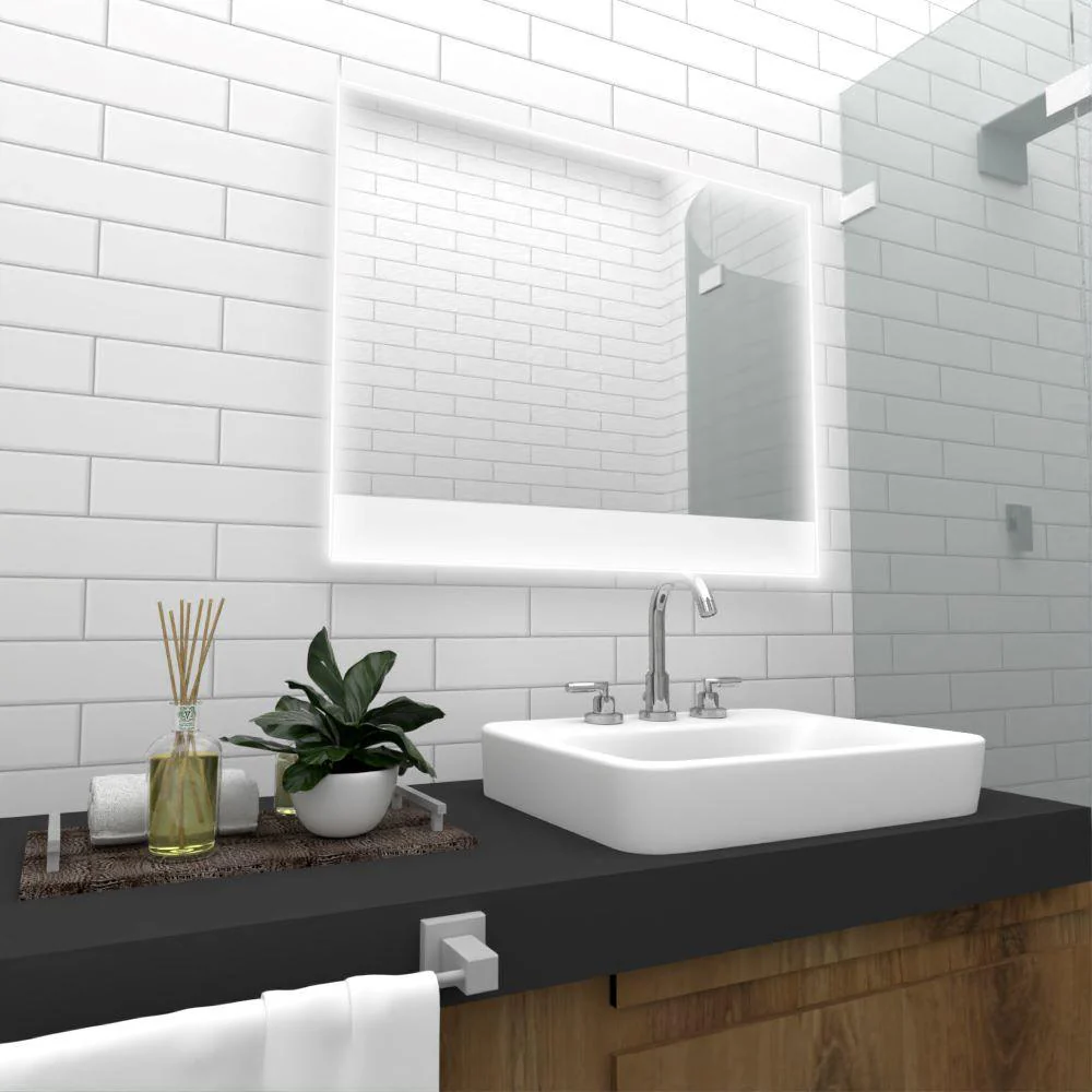 ESPEJO RECTANGULAR PALERMO, GRIS, CON LUZ LED