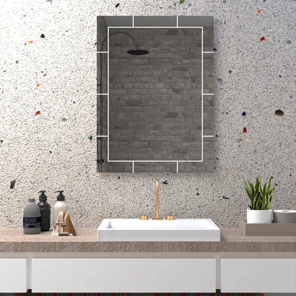 ESPEJO RECTANGULAR TURIN, CON DISEÑO EN SANDBLASTING
